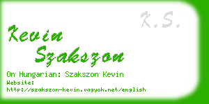 kevin szakszon business card